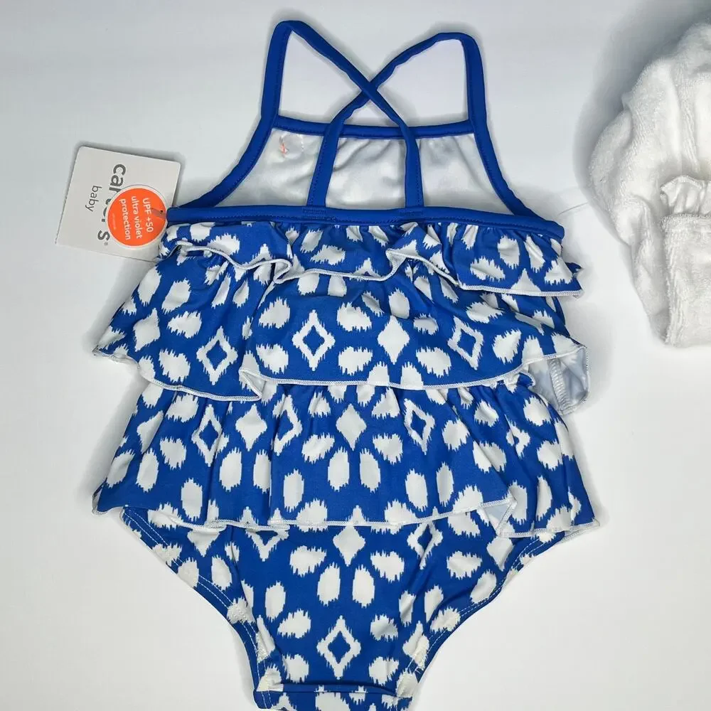 Carter's Blue Swimsuit Coverup One Piece Terry Cloth Hood New 9M